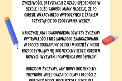 Życzenia z okazji rozpoczęcia roku szkolnego 2025/2026